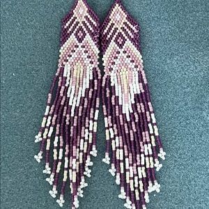 Beaded earrings with fringe